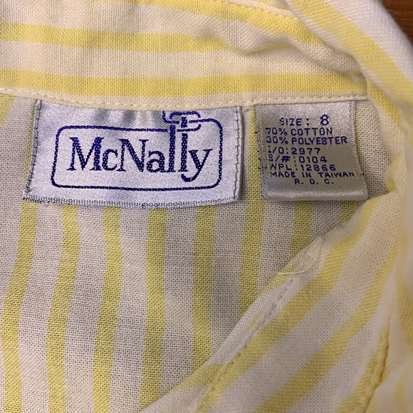 McNally Vintage Summer Fit & Flare Dress, White w Yellow Stripes - Picture 6 of 14